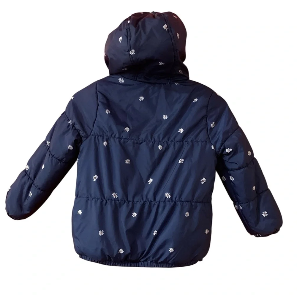 OshKosh B'gosh Dark Blue Jacket with Floral Accents Girl 5-6